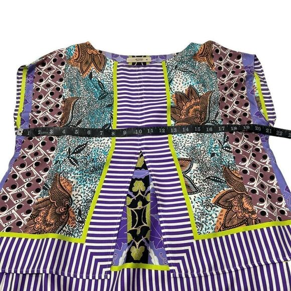 Etro Medium Multicolor Floral Geometric Print Silk Blouse Size 42 IT - Picture 11 of 14